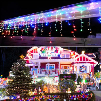 Christmas Lights Waterfall Outdoor Decoration 5M Droop 0.4-0.6m Led Lights Curtain String Lights Party Ggarden Eaves Decoration