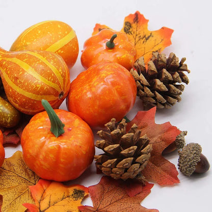 1 Set Fall Harvest Decor Props Artificial Mini Pumpkin Gourd Acorn Berries Maple Leaf Party Holiday DIY Decorations