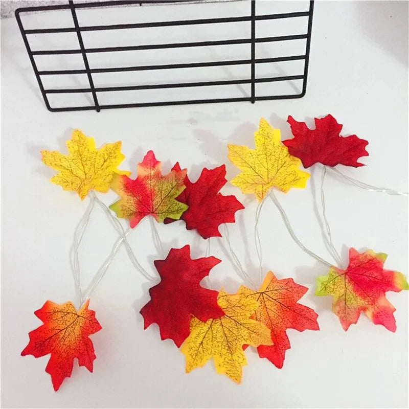 Artificial Maple Leaves Led Light String Pumpkin Autumn Garland Fairy Lights For Thanksgiving Party DIY Wedding Home Decor