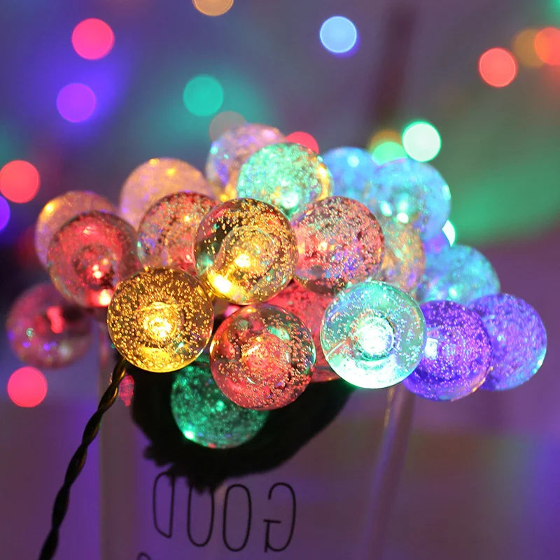 Solar Crystal Globe LED String Lights LED 8 Lighting Modes IP65 Fairy Light Christmas Garland For Garden Party Decor 1pc/2pcs