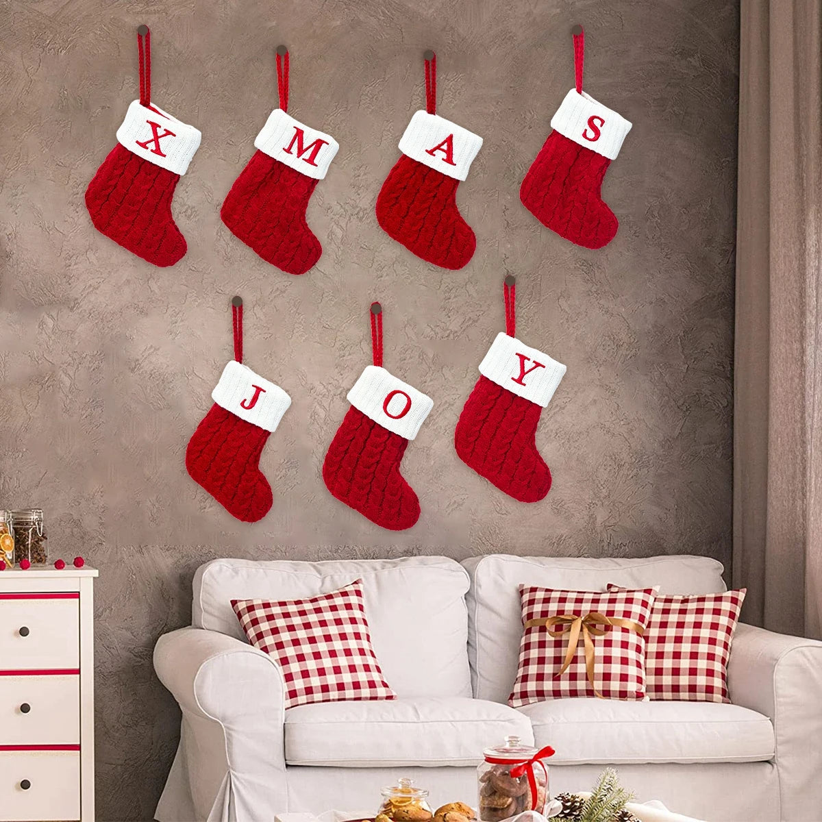 Merry Christmas Socks Knitting Snowflake Letter Stocking Christmas Decor For Home Xmas Tree Ornament Gift Navidad Natal 2025