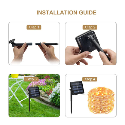 Solar Light Outdoor Waterproof 50/100/200/300 LED Lamp String For Holiday Christmas Party Fairy Lights Garden Garland