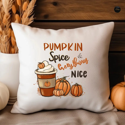 Fall Couch Cover Autumn Cushion Pumpkin Spice and Everything Nice Fall Home Decor Boho Autumn Pillowcover Fall Flowers Cushion