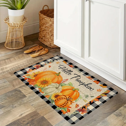 Maple Leaf Print Kitchen Floor Mat Fall Thanksgiving Rugs Home Decor Dining Room Laundry Room Non-slip Carpets