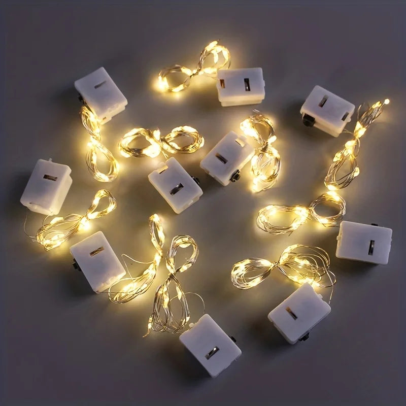 10 Pack Waterproof Mini Fairy Lights Copper With 3 Speed Modes for Christmas Decorations and Outdoor Use Battery Powered