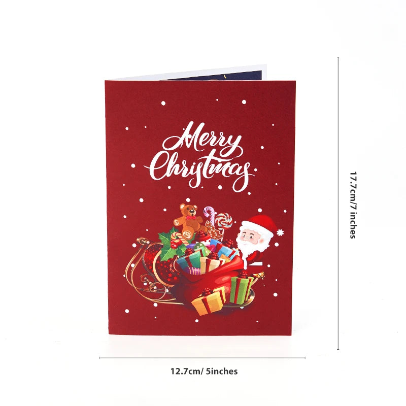 Merry Christmas Greeting Cards Handmade Christmas Gift Postcard With Envelope Snowman Elk Xmas Party New Year Thanksgiving Gifts