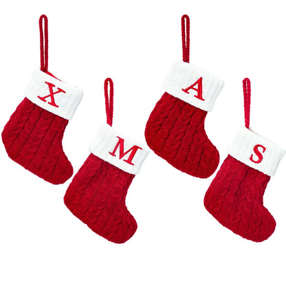 Merry Christmas Socks Knitting Snowflake Letter Stocking Christmas Decor For Home Xmas Tree Ornament Gift Navidad Natal 2025