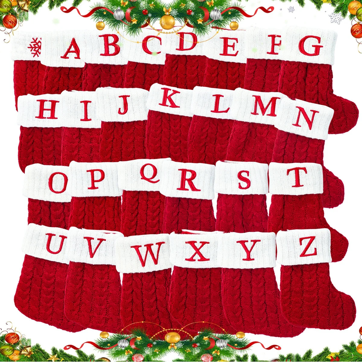 Christmas Alphabet Knitting Socks Christmas Gift Packing Bags Christmas Decorations For Home 2024 Navidad Xmas Tree Ornaments