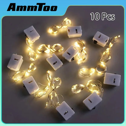 10 Pack Waterproof Mini Fairy Lights Copper With 3 Speed Modes for Christmas Decorations and Outdoor Use Battery Powered