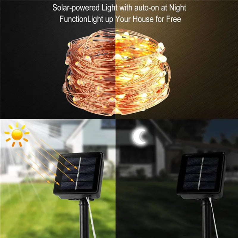 Solar Light Outdoor Waterproof 50/100/200/300 LED Lamp String For Holiday Christmas Party Fairy Lights Garden Garland