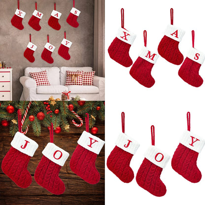 Christmas Alphabet Knitting Socks Christmas Gift Packing Bags Christmas Decorations For Home 2024 Navidad Xmas Tree Ornaments