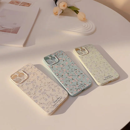 Retro Small Floral Rose Flower Pattern Cover Case for iPhone 16 15 14 13 12 11 Pro Max Plus Phone Shockproof Protective