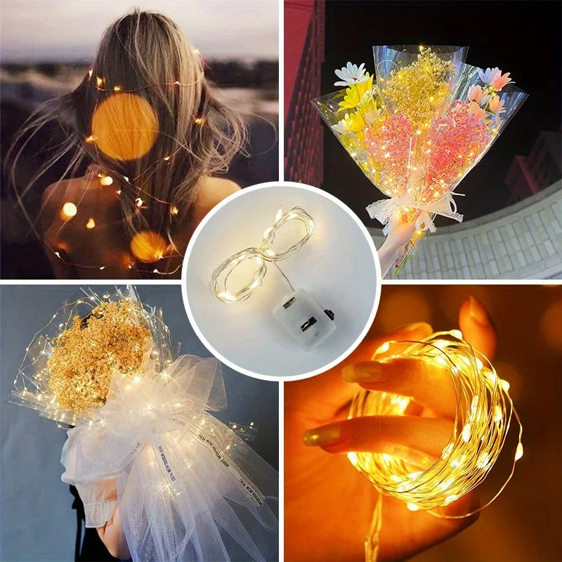 10 Pack Waterproof Mini Fairy Lights Copper With 3 Speed Modes for Christmas Decorations and Outdoor Use Battery Powered