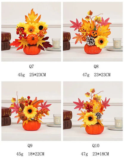 Autumn Harvest Artificial Pumpkin Sunflower Ornament Realistic Flower Simulation Decoration Party Fall Home Window Decor Props