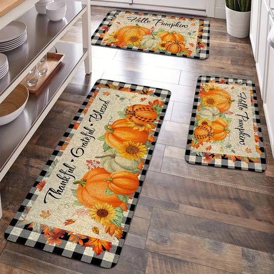 Maple Leaf Print Kitchen Floor Mat Fall Thanksgiving Rugs Home Decor Dining Room Laundry Room Non-slip Carpets