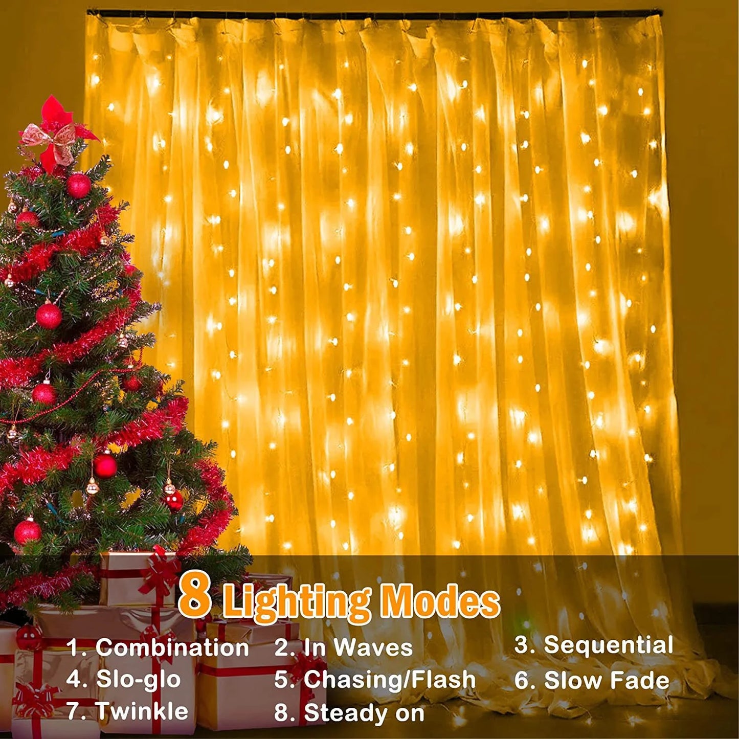 LED Curtain Lights USB Remote Control Fairy String Lights Window New Year Garland Lamp Christmas Festival Lighting