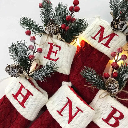 Christmas Alphabet Knitting Socks Christmas Gift Packing Bags Christmas Decorations For Home 2024 Navidad Xmas Tree Ornaments