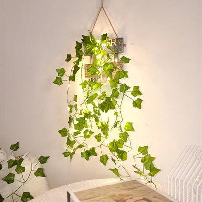 Flower Green Leaf String Lights Artificial Vine Fairy Lights Battery Powered Christmas Tree Garland Light for Weeding Home Decor