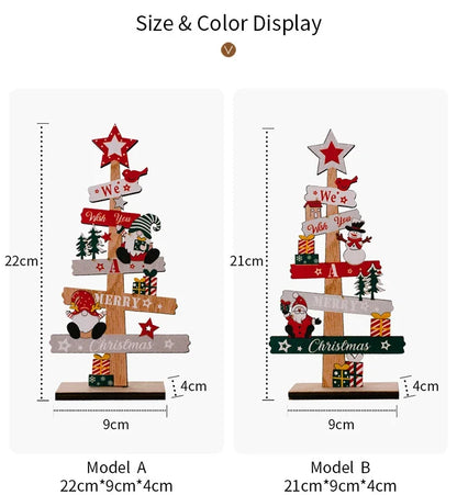 Christmas Xmas Tree Desktop Ornament Santa Claus DIY Decoration Wooden Merry Christmas Signs Plaque 2025 New Years Party Gifts