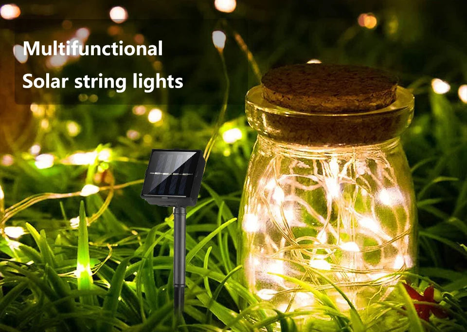 Outdoor Solar String Light 500/300/200/100/50 LED Fairy Garland 8 Mode Garden Yard Party Christmas Decoration Copper Wire Lamp