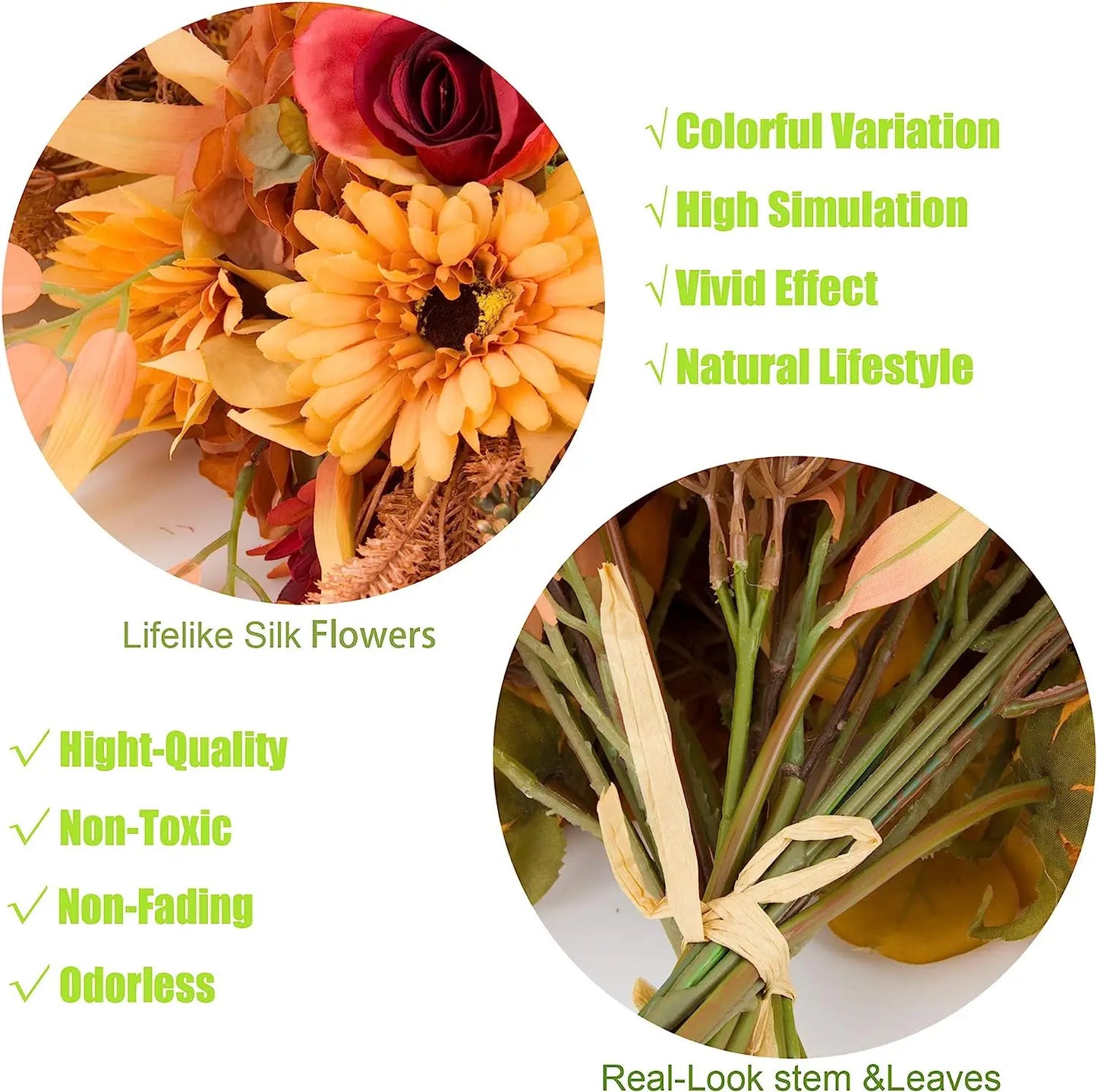 Yannew Boho Terracotta Bouquets Room Decor DIY Silk Artificial Flower Bridal Bouquet for Rustic Wedding Home Floral Centerpieces