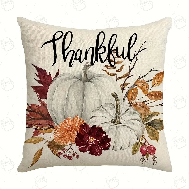 Autumn Thanksgiving Foliage Design Throw Pillow Covers Zippered Polyester Decorative Cushion Covers for Living Room Sofa