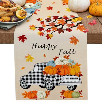 Thanksgiving Table Runner Pumpkin Maple Leaf Wedding Decoration Anti-stain Table Runner for Dining Table Christmas Decorations