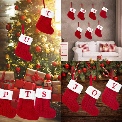 Merry Christmas Socks Knitting Snowflake Letter Stocking Christmas Decor For Home Xmas Tree Ornament Gift Navidad Natal 2025