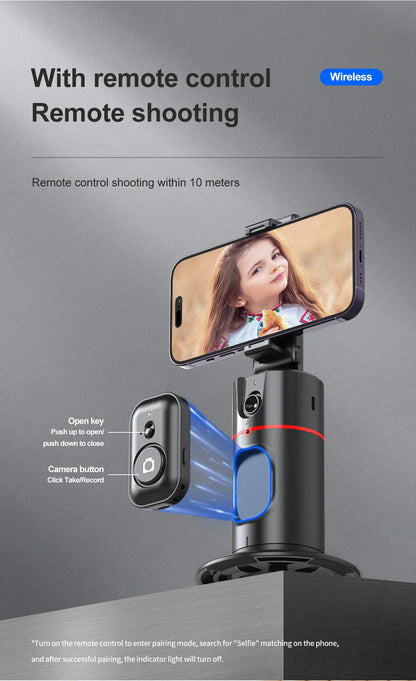 Phone Stabilizer Smart Facial Tracking Detachable Phone Clip with Fill Light Desktop Phone Stand Wireless Selfie Stick Tripod