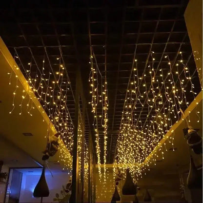 4M Christmas Garland LED Curtain Icicle String lights Faiy Light Droop 0.4-0.6m Xmas Garden Street Outdoor Decorative Lighting