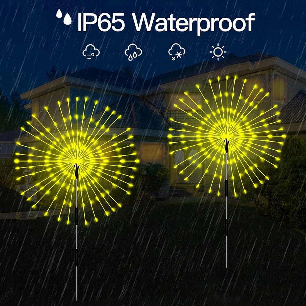 Solar Fireworks Lights - 8 Lighting Modes, IP65 Waterproof, Outdoor Festival Decorative Lights For Courtyard, Lawn, Garden