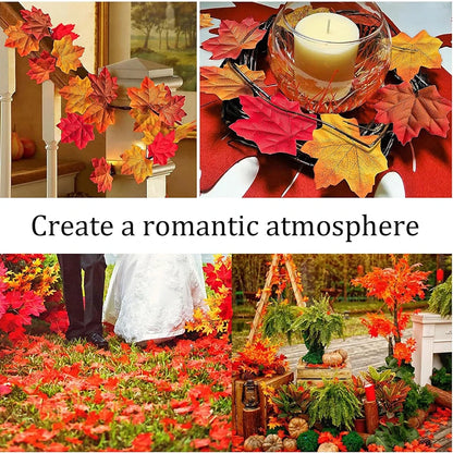 50/200Pcs Artificial Maple Leaves Autumn Silk Fall Leaf For Thanksgiving Halloween Christmas Home Decoration Wedding Party Craft