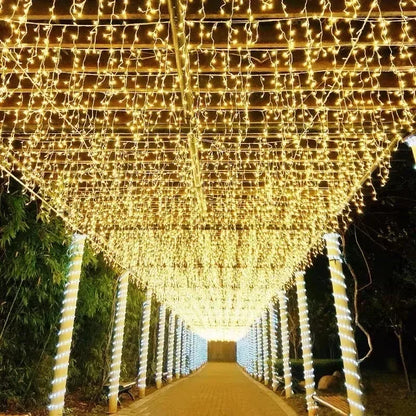 4M Christmas Garland LED Curtain Icicle String lights Faiy Light Droop 0.4-0.6m Xmas Garden Street Outdoor Decorative Lighting