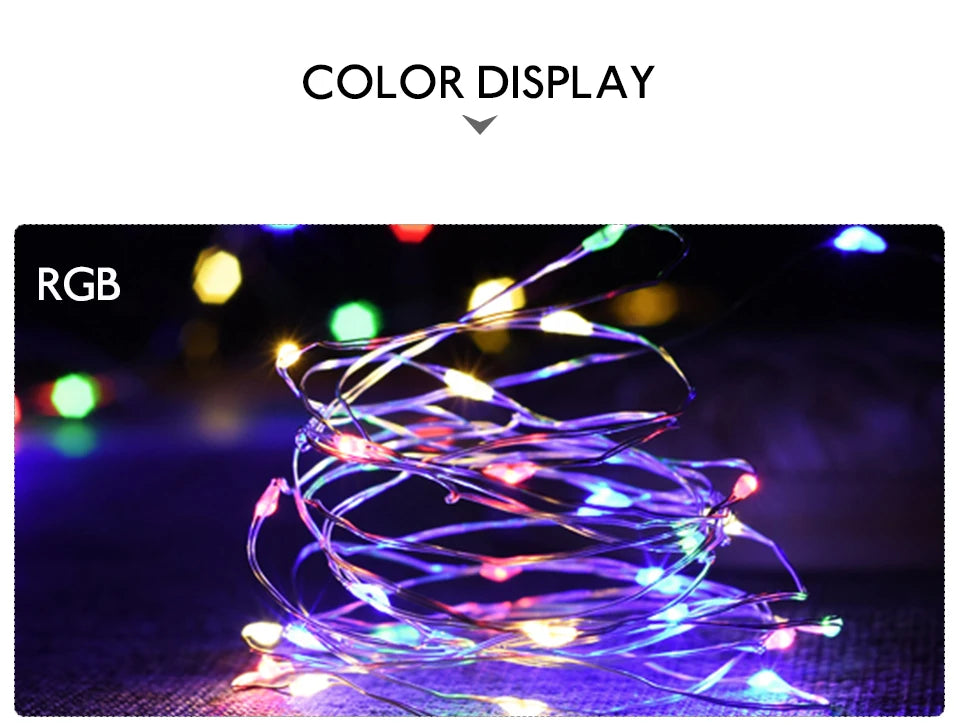 10M 5M 3M 2M Copper Wire LED Tinsel Garland Battery Powered Fairy LED String Lights for Holiday Christmas Wedding Party Decor