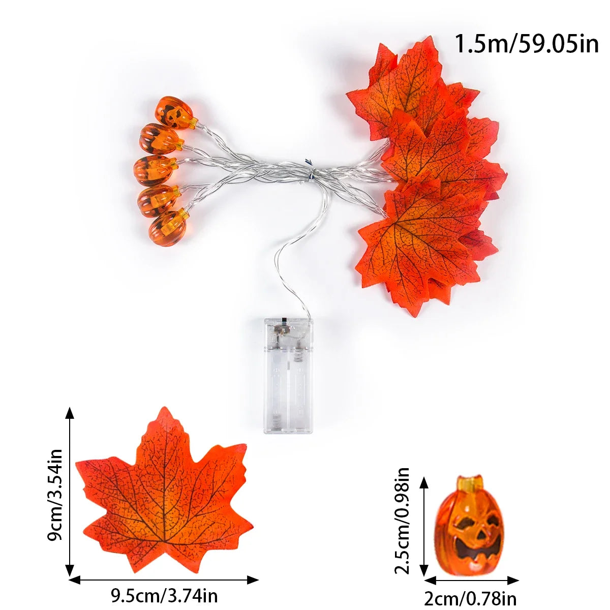 Artificial Fall Maple Leaves Pumpkin Garland Led Autumn Decorations Fairy Lights Halloween Thanksgiving Party DIY Supplies Props