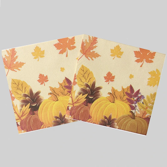 20pcs/Pac 33*33cm Thanksgiving Disc Bone Yellow Pumpkin Maple Leaf Print Party Decoration Disposable Paper Placemat