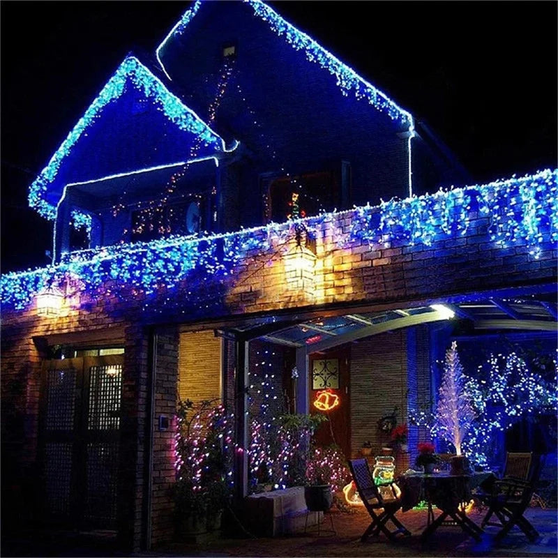 Christmas Lights Waterfall Outdoor Decoration 5M Droop 0.4-0.6m Led Lights Curtain String Lights Party Ggarden Eaves Decoration