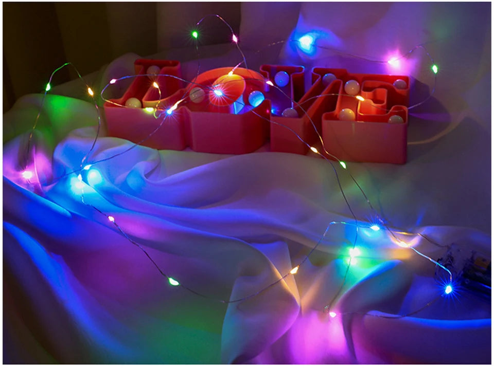 10M 5M 3M 2M Copper Wire LED Tinsel Garland Battery Powered Fairy LED String Lights for Holiday Christmas Wedding Party Decor