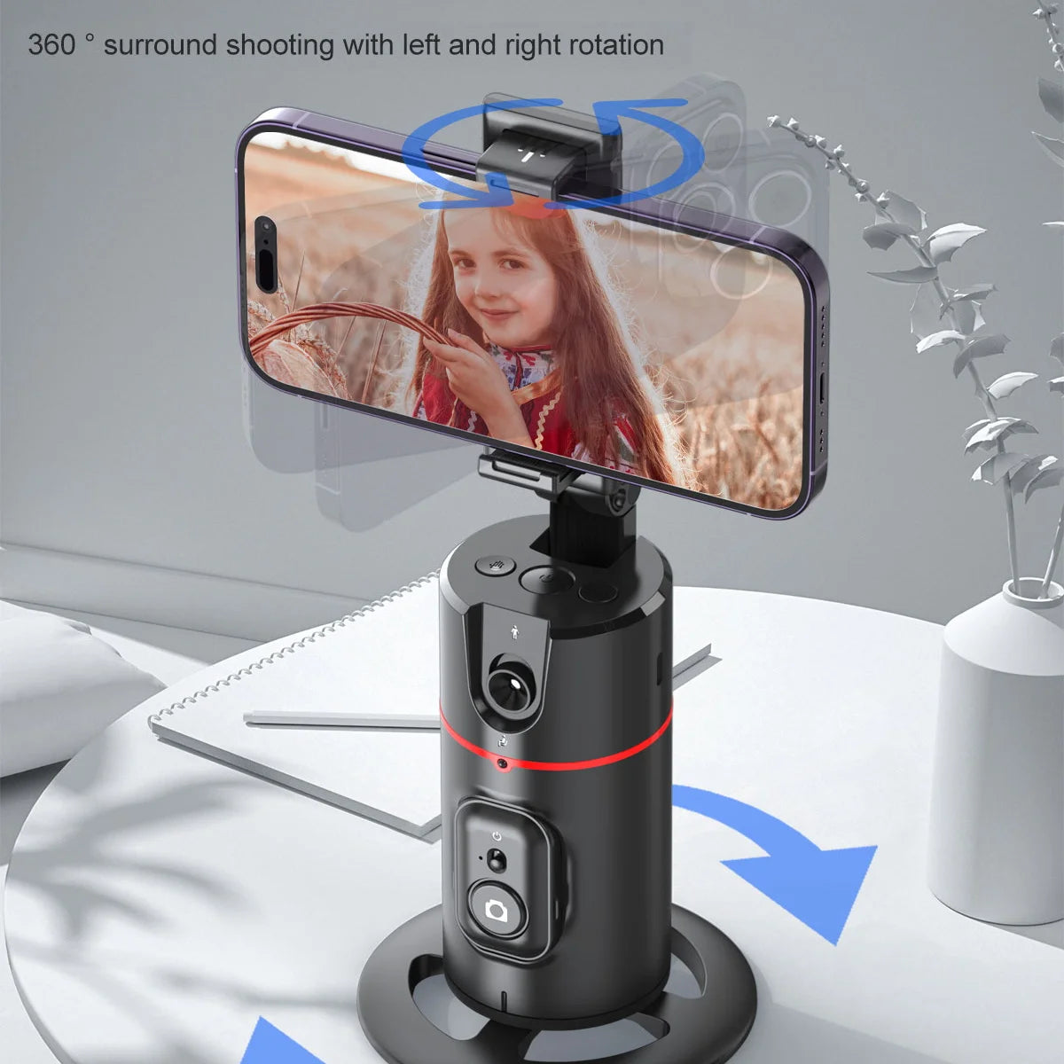 Phone Stabilizer Smart Facial Tracking Detachable Phone Clip with Fill Light Desktop Phone Stand Wireless Selfie Stick Tripod