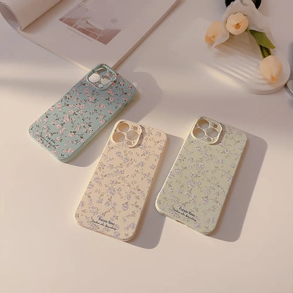 Retro Small Floral Rose Flower Pattern Cover Case for iPhone 16 15 14 13 12 11 Pro Max Plus Phone Shockproof Protective