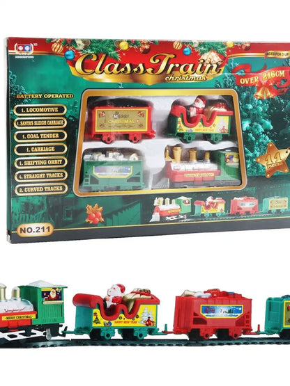 Christmas Realistic Electric Train Set,Easy To Ass-emble & Safe For Kids Gift & Party Home Xmas Tree Decoration