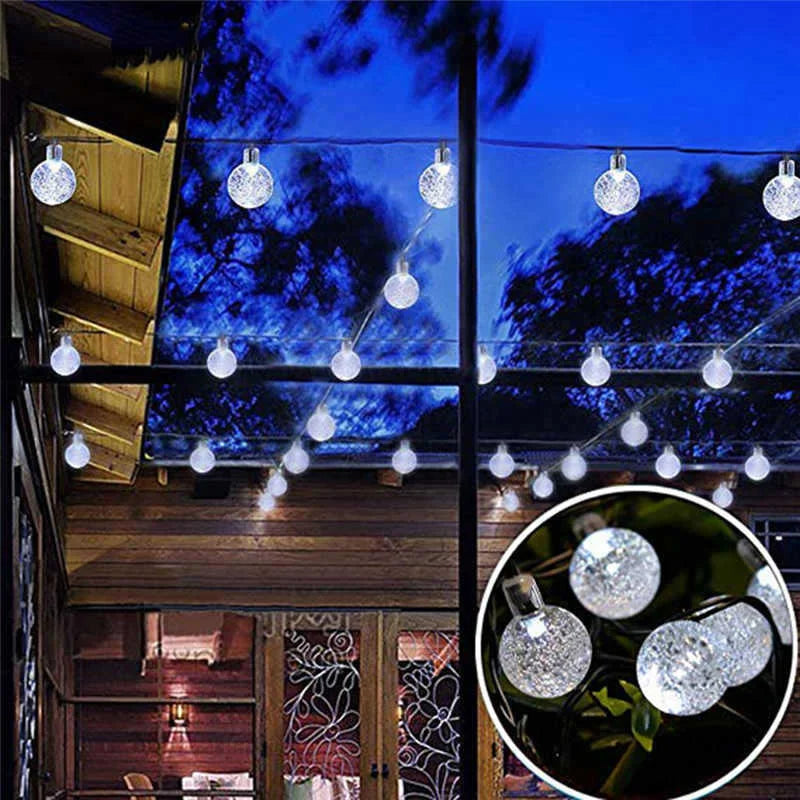 Solar Crystal Globe LED String Lights LED 8 Lighting Modes IP65 Fairy Light Christmas Garland For Garden Party Decor 1pc/2pcs