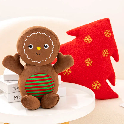 Ginger Bread Plush Toy Stuffed Caramel Chocolate Gingerbread  Cushion Christmas Tree House Bow Ring Decor Xmas Deer