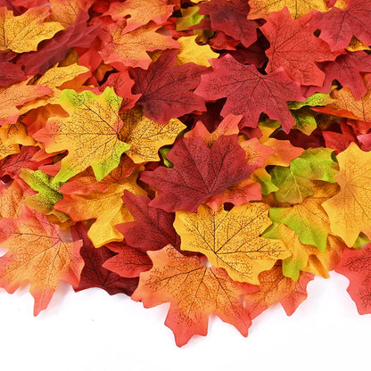 50/200Pcs Artificial Maple Leaves Autumn Silk Fall Leaf For Thanksgiving Halloween Christmas Home Decoration Wedding Party Craft