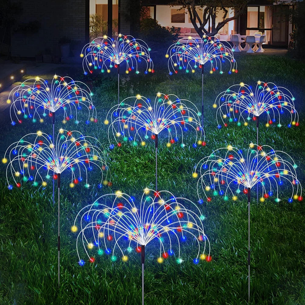 Solar Fireworks Lights - 8 Lighting Modes, IP65 Waterproof, Outdoor Festival Decorative Lights For Courtyard, Lawn, Garden