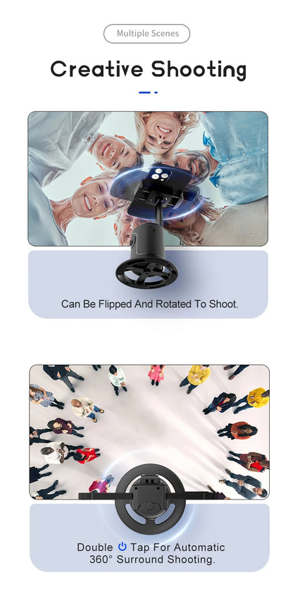 Phone Stabilizer Smart Facial Tracking Detachable Phone Clip with Fill Light Desktop Phone Stand Wireless Selfie Stick Tripod