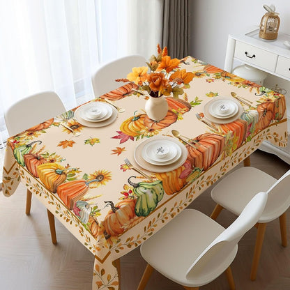 Autumn Pumpkin Pattern Tablecloth Rectangular Home Decor Thanksgiving Day Suitable for Party Table Outdoor Decor Tablecloth