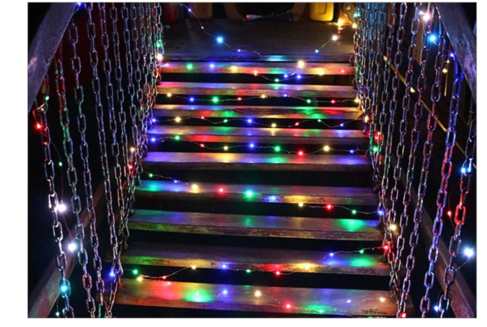 10M 5M 3M 2M Copper Wire LED Tinsel Garland Battery Powered Fairy LED String Lights for Holiday Christmas Wedding Party Decor