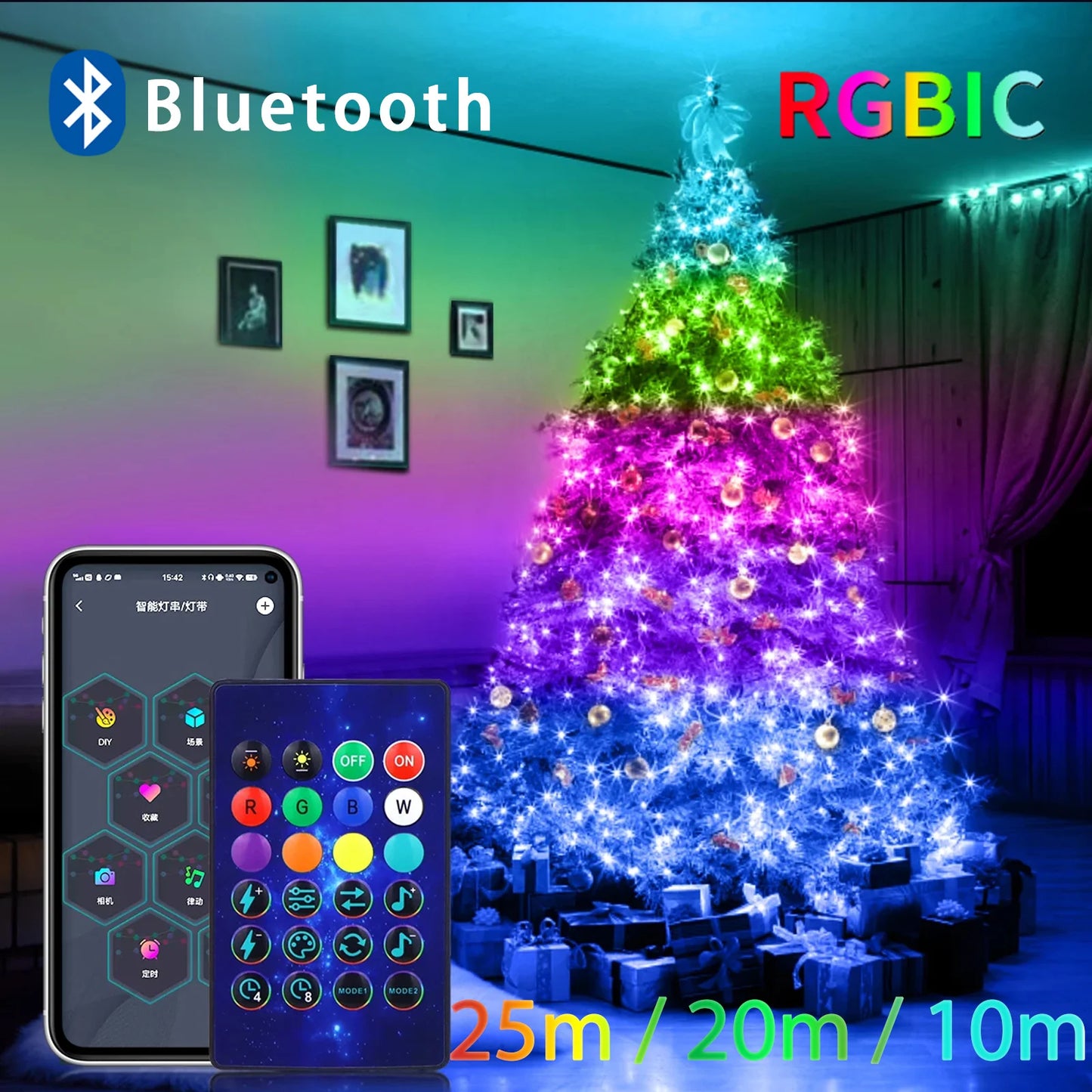 5V USB LED Christmas Light,25/20/10M Garland Fairy Light With Bluetooth APP and Remote control For Xmas Tree Decoration Lighting