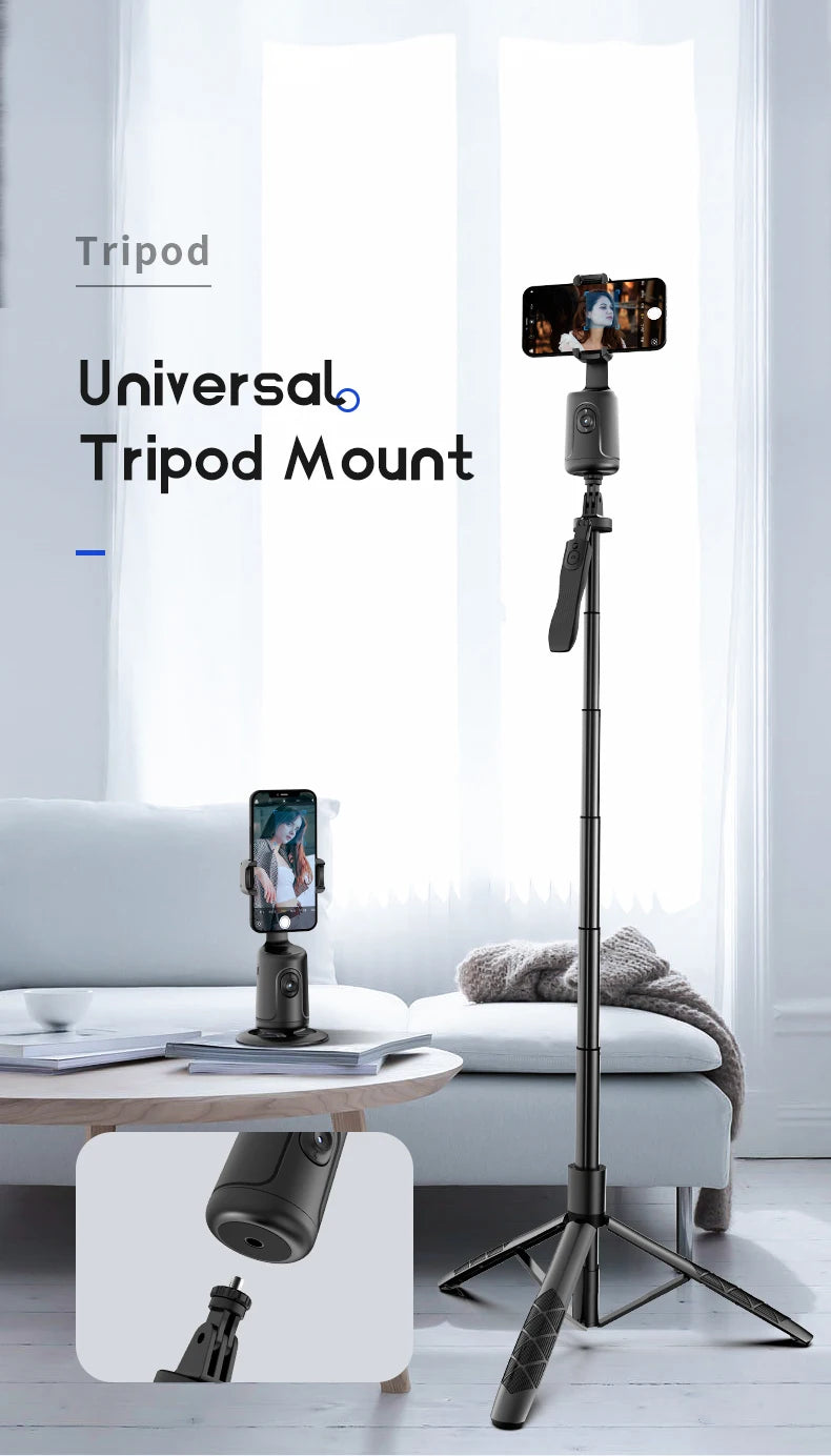 Phone Stabilizer Smart Facial Tracking Detachable Phone Clip with Fill Light Desktop Phone Stand Wireless Selfie Stick Tripod